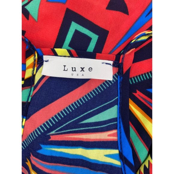 Luxe USA racerback spaghetti strap allover print tank top sleeveless blouse - Picture 3 of 4